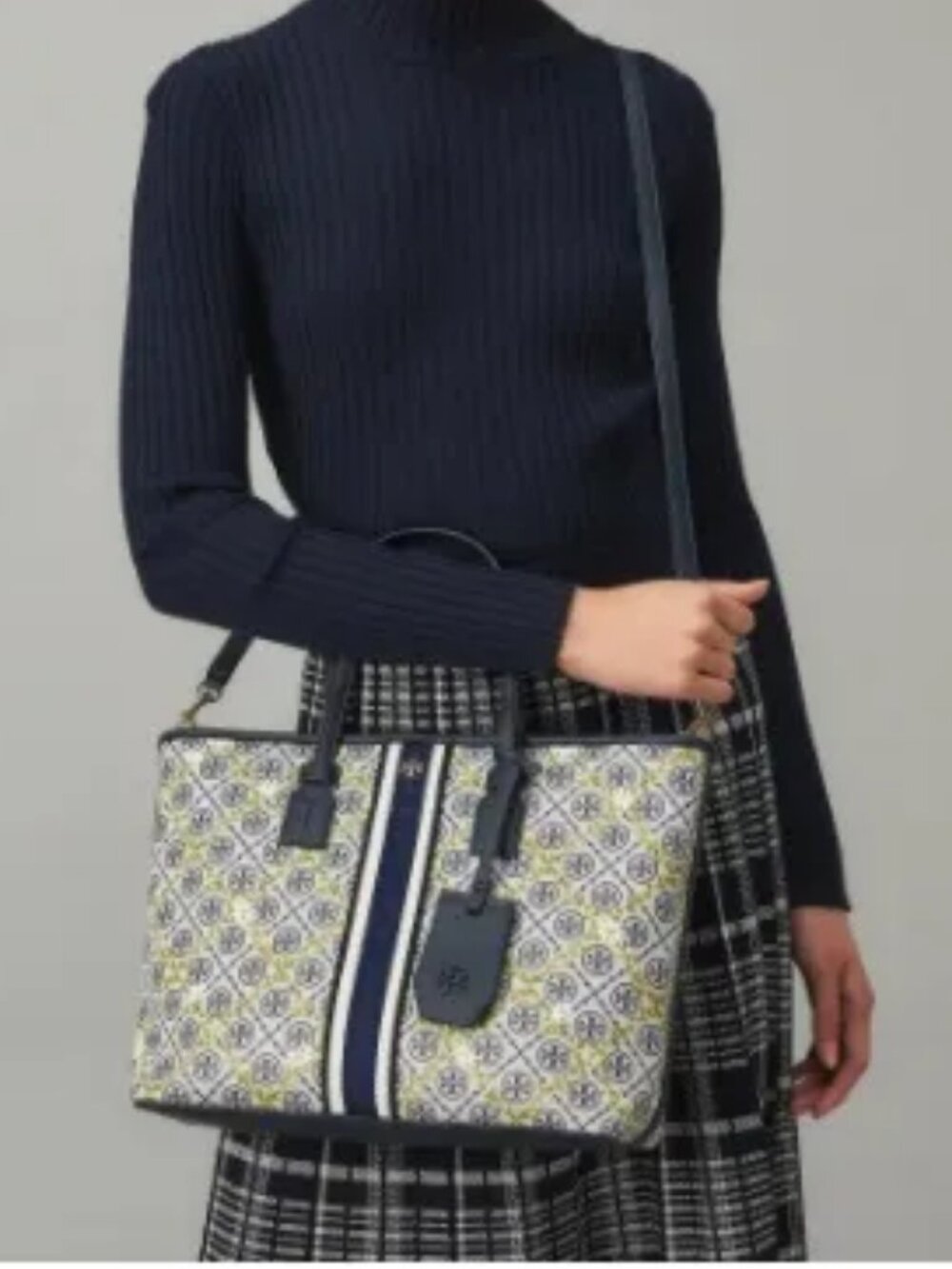 Tory Burch T Monogram Floral Vine Small Top-zip Tote Zip
